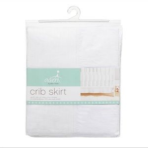 Aden + Anais muslin white cotton crib skirt